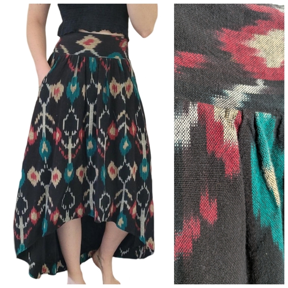 Tree of Life Black and Red High Low Skirt